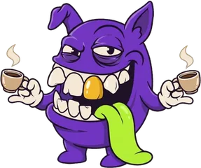 The Gremlin holding two espresso cups